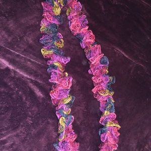 NWOT sparkly multicolored knitted scarf navy pink purple & green